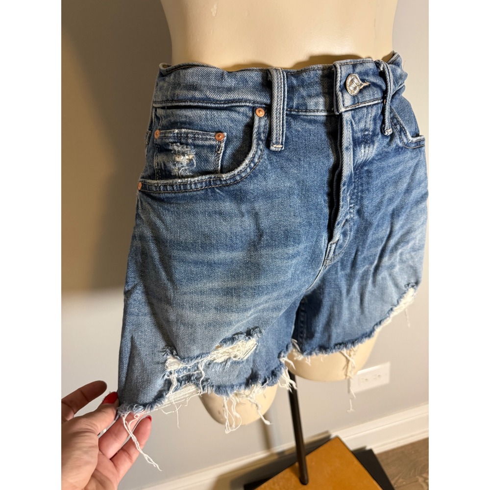 MOTHER Superior The Skipper Short N Long Chew Distressed Denim Shorts Blue 25 - Picture 2 of 12